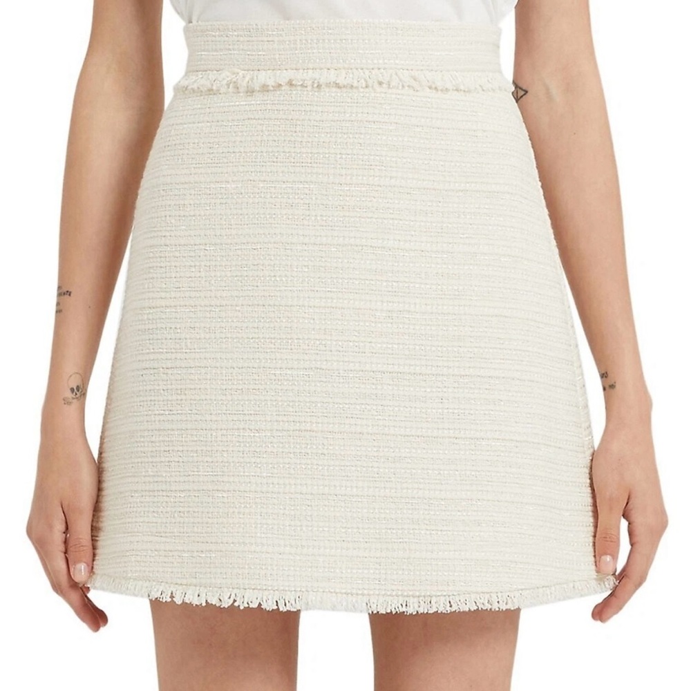NWT Marella Higher Cream Tweed Mini Skirt Size 6